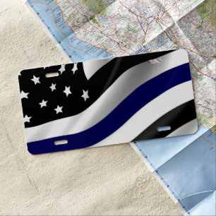 Thin Blue Line Flag License Plate