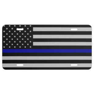Thin Blue Line Flag License Plate