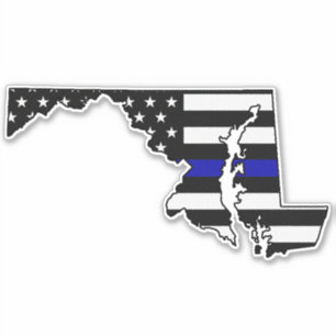 Thin Blue Line Flag Maryland Sticker