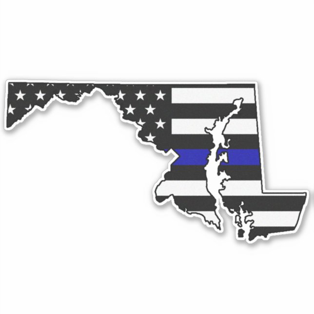 Thin Blue Line Flag Maryland Sticker (Front)