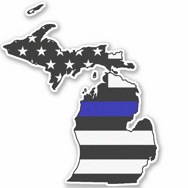 Thin Blue Line Flag Michigan Sticker (Front)