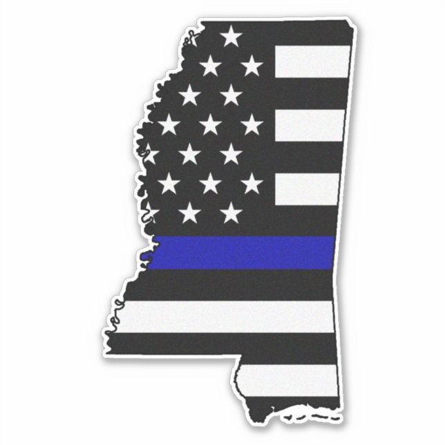 Thin Blue Line Flag Mississippi Sticker (Front)