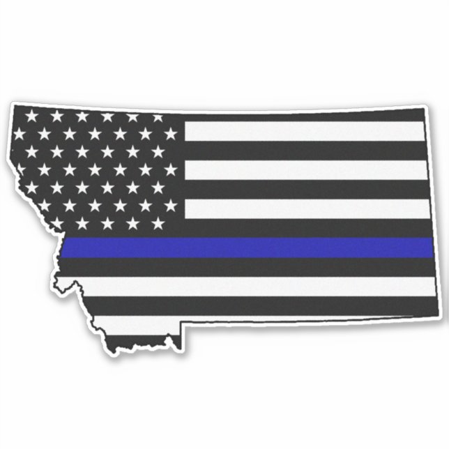 Thin Blue Line Flag Montana Sticker (Front)