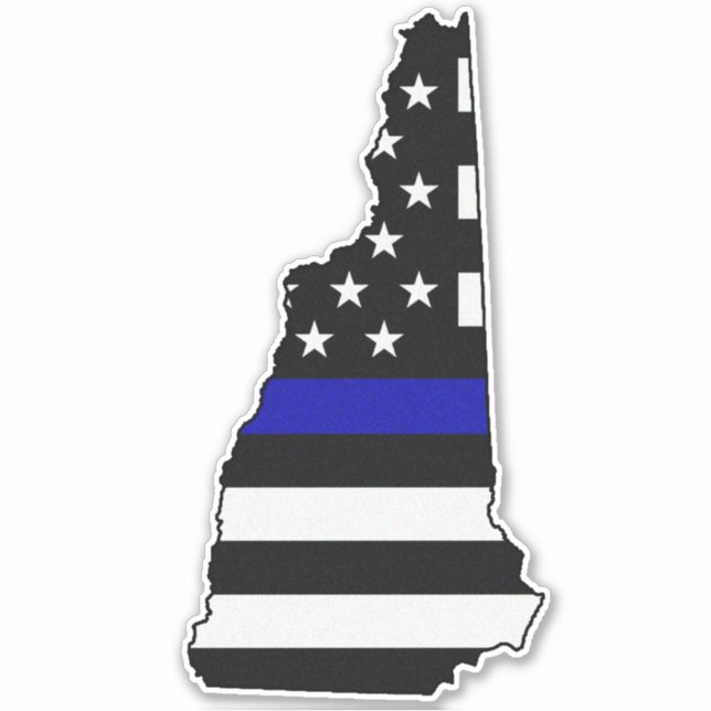 Thin Blue Line Flag New Hampshire Sticker (Front)