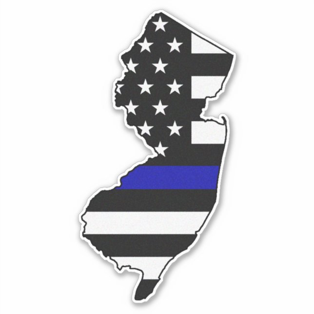 Thin Blue Line Flag New Jersey Sticker (Front)