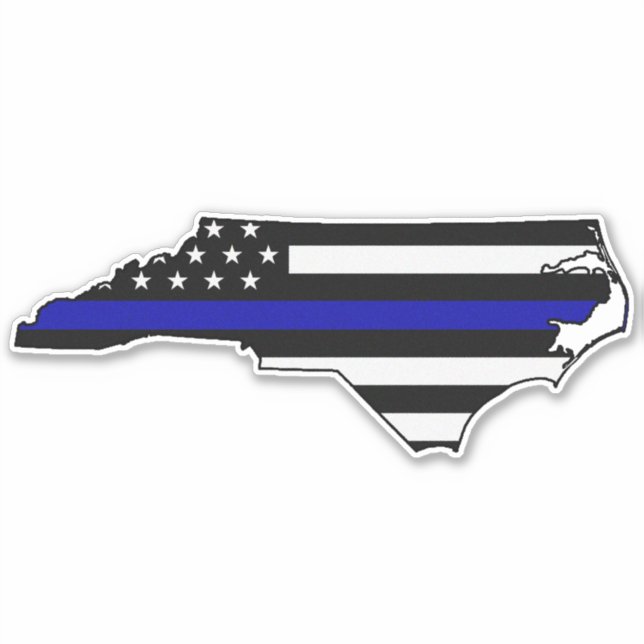 Thin Blue Line Flag North Carolina Sticker (Front)