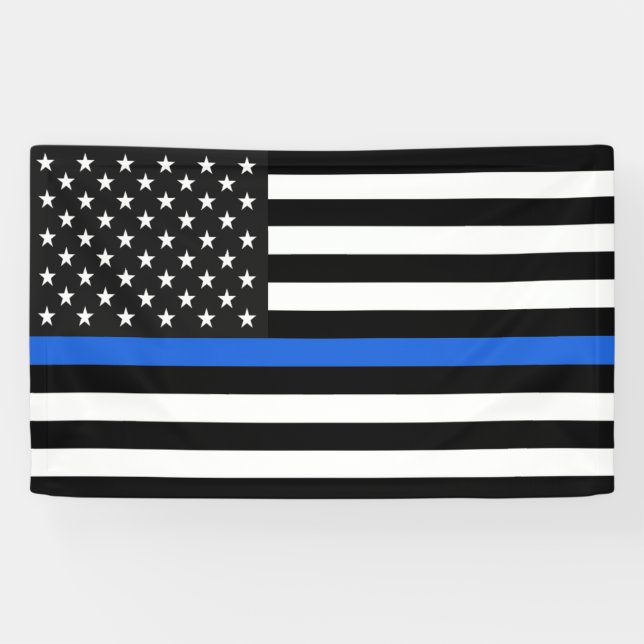 Thin Blue Line Flag of the USA Banner (Horizontal)