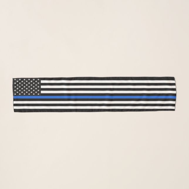 Thin Blue Line Flag of the USA Scarf (Front (Horizontal))