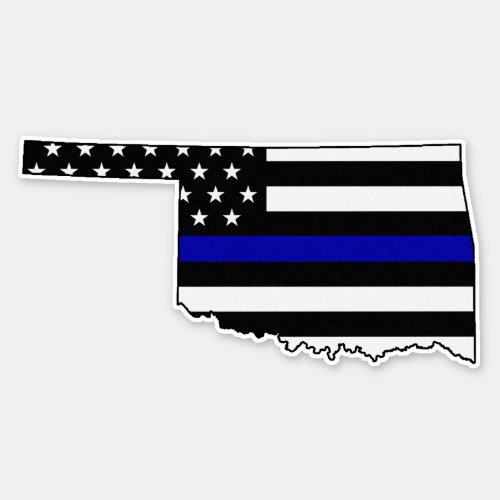Thin Blue Line Flag Oklahoma Sticker