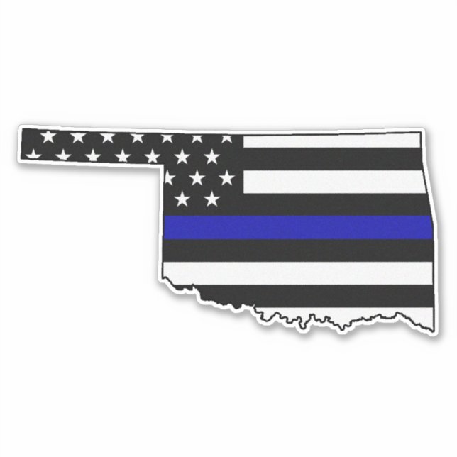 Thin Blue Line Flag Oklahoma Sticker (Front)