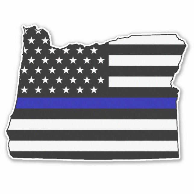 Thin Blue Line Flag Oregon Sticker (Front)