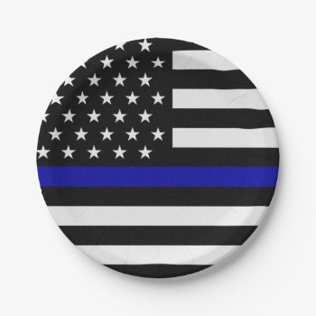 Thin Blue Line Flag Paper Plates by ThinBlueLineDesign at Zazzle