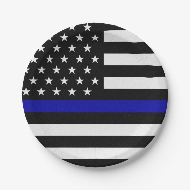 Thin Blue Line Flag Paper Plates (Front)