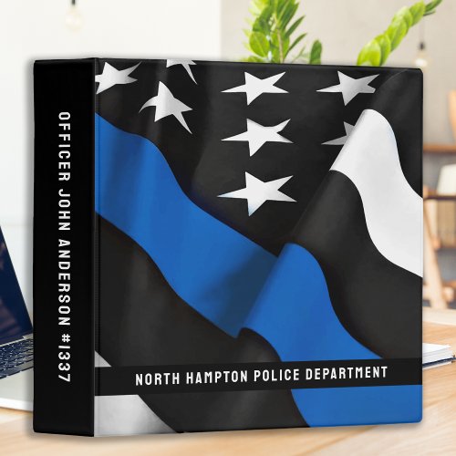 Thin Blue Line Flag Personalized Police  3 Ring Binder