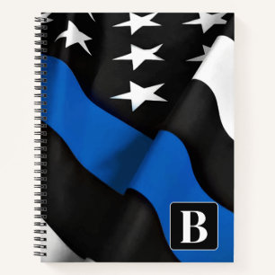 Thin Blue Line Flag Personalized Police Notebook