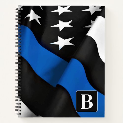 Thin Blue Line Flag Personalized Police Notebook