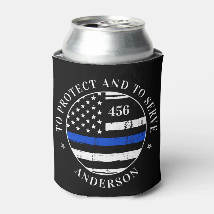 Beverage Thin Blue Line Flag Can Coolie Personalized Law Enforcement Support 