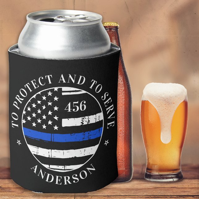 Thin Blue Line Flag Personalized Police Officer Can Cooler (Creator Uploaded)