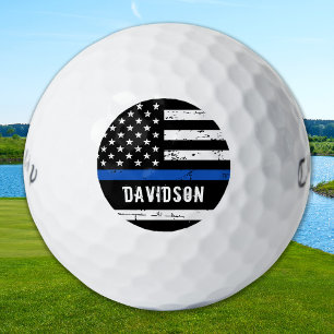 Thin Blue Line Flag Personalized Police Officer Golf Balls