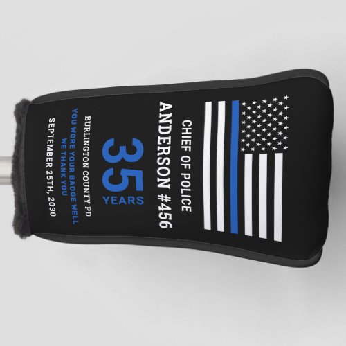 Thin Blue Line Flag Personalized Police Retirement Golf Head Cover