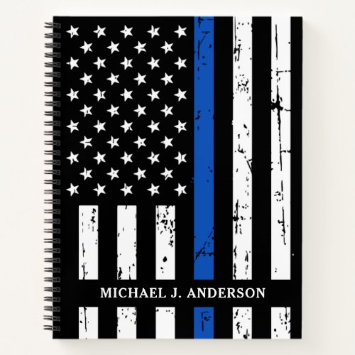 Thin Blue Line Flag Police Department Officer Notebook