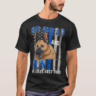 Thin Blue Line Flag Police Dog German Shepherd K9 T-Shirt