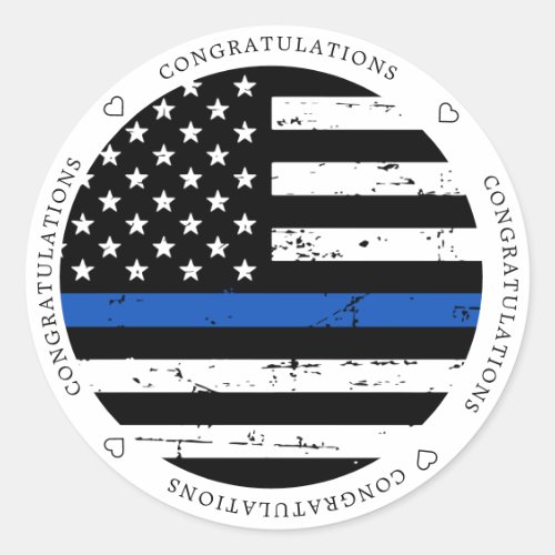 Thin Blue Line Flag Police Officer Congratulations