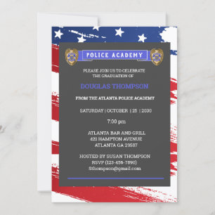 Thin Blue Line Flag Police Officer Graduation In Invitation