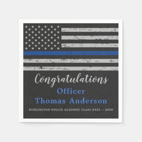 Thin Blue Line Flag Police Officer Graduation Napk Napkins