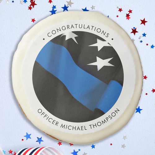 Thin Blue Line Flag Police Officer Graduation  Sugar Cookie