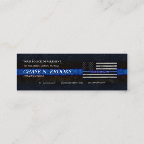 Thin Blue Line Flag Police Officer Mini Business Card
