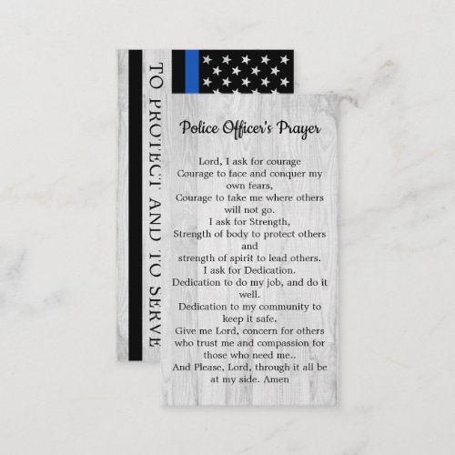 Thin Blue Line Flag Police Officer Prayer Bulk Business Card