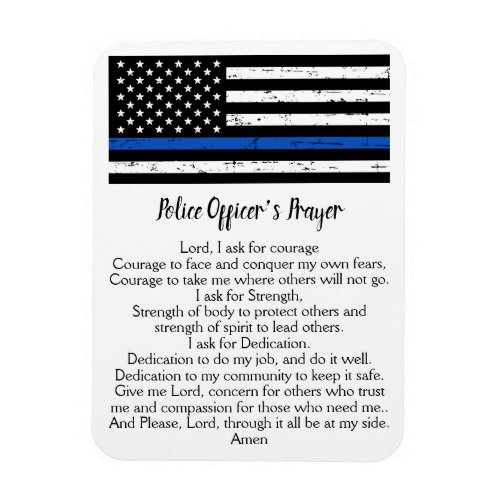 Thin Blue Line Flag Police Officer Prayer  Magnet