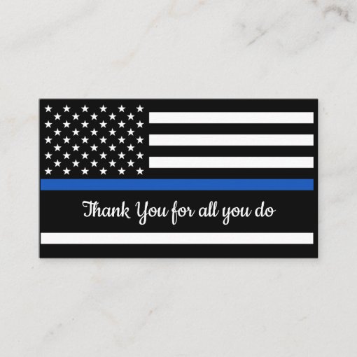 Thin Blue Line Flag Police Officer Thank You Business Card | Zazzle