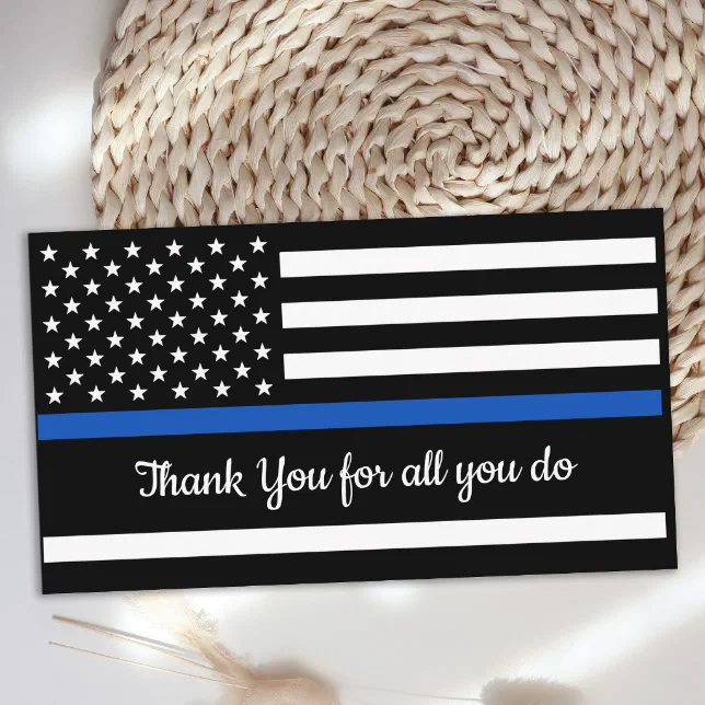 Thin Blue Line Flag Police Officer Thank You Business Card | Zazzle