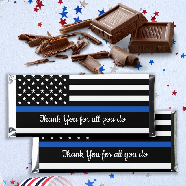 Thin Blue Line Flag Police Officer Thank You Hershey Bar Favors (Creator Uploaded)