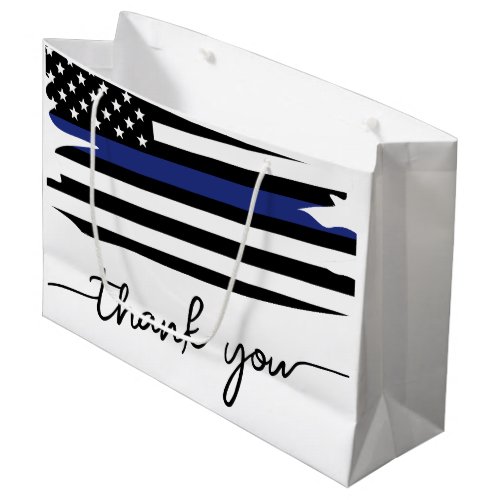 Thin Blue Line Flag Police Officer Thank You Large Gift Bag