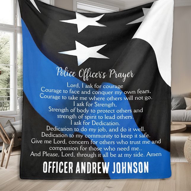 Thin Blue Line Flag Police Officer's Prayer Fleece (Creator Uploaded)
