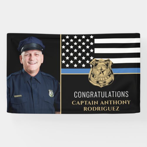 Thin Blue Line Flag Police Picture Retirement Banner