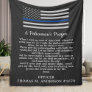 Thin Blue Line Flag Police Policeman's Prayer Fleece Blanket