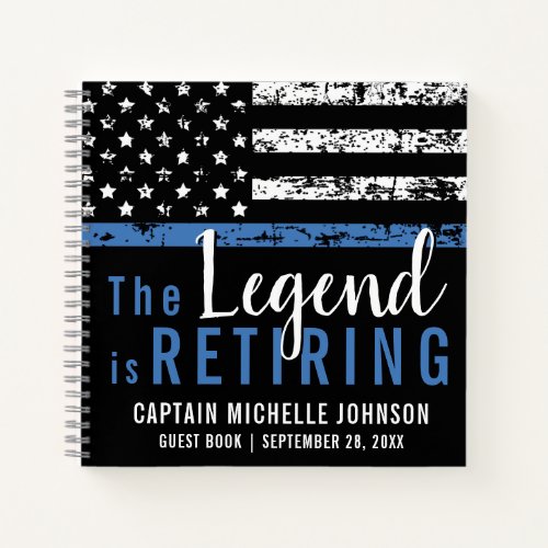 Thin Blue Line Flag Police Retirement Guest Book