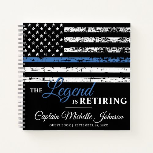 Thin Blue Line Flag Police Retirement Guest Book