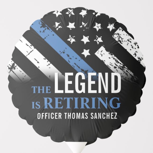 Thin Blue Line Flag Police Retirement Party Balloon (Front)