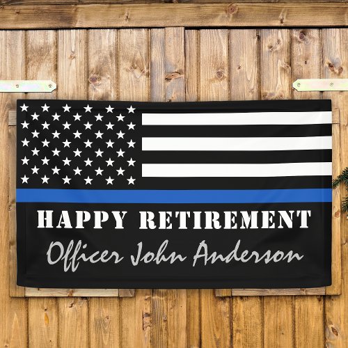 Thin Blue Line Flag Police Retirement Party Banner