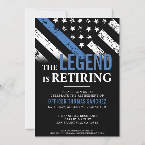 Thin Blue Line Flag Police Retirement Party Invitation