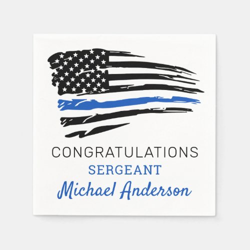 Thin Blue Line Flag Police Retirement Party Napkins