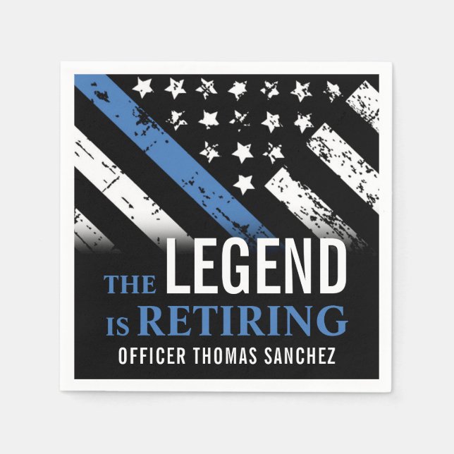 Thin Blue Line Flag Police Retirement Party Napkins (Front)