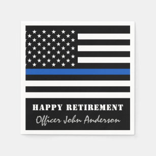Thin Blue Line Flag Police Retirement Party Napkins