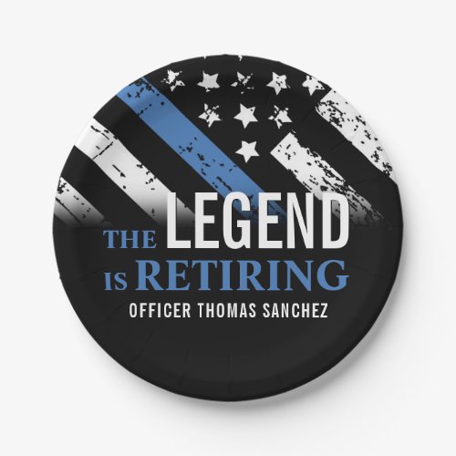 Thin Blue Line Flag Police Retirement Party Paper Plates