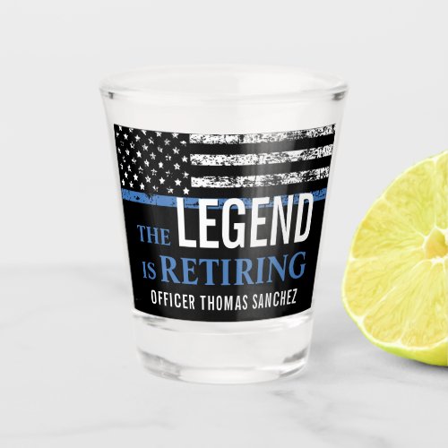 Thin Blue Line Flag Police Retirement Party Shot Glass